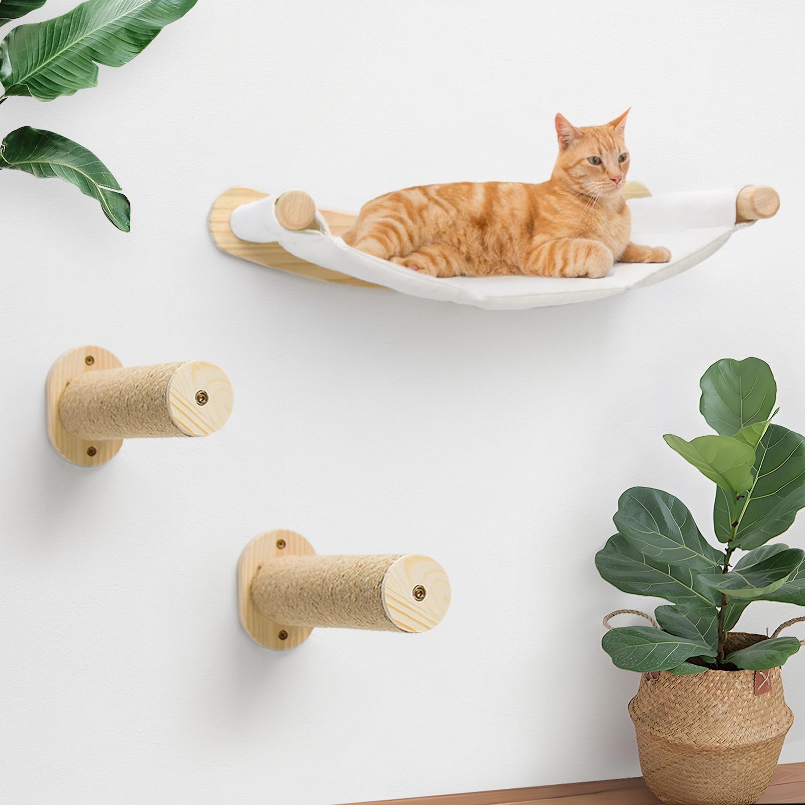 Photo 1 of Cat Wall Hammock, Cat Climbing Shelves with 2 Steps, Wall Mounted Furniture Bed and Perches for Climbing, Sleeping, Playing, for Indoor Large Cats or Kitty