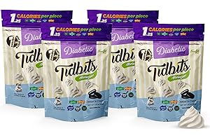TIDBITS FUN BITES Meringues Cookies and Cream Flavor DIABETIC 4 Pack, Low Carb, Low Calorie, Gluten-Free, Sugar-Free, and Dairy-Free Healthy Snack