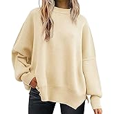 Scapodo 2025 Fall Womens Oversized Batwing Sweater Fashion Crew Neck Knit Side Slit Cozy Fall and Winter Pullover Sweater