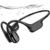 LazyGoose Swimming Headphones, IP68 Waterproof Bone Conduction Headphones,Open Earphones 32GB Memory with Bluetooth Sport Headsets for Swimming Pool Running Cycling-Black