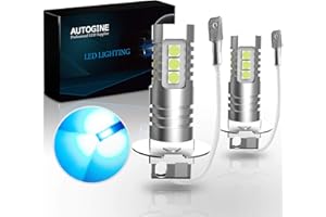 AUTOGINE H3 LED Fog Light Bulbs, 2000 Lumens Extremely Bright 3030-SMD H3 LED Bulbs with Projector for Auto Motorcycle Cars Trucks SUV Fog DRL Lights(8000K Ice Blue)