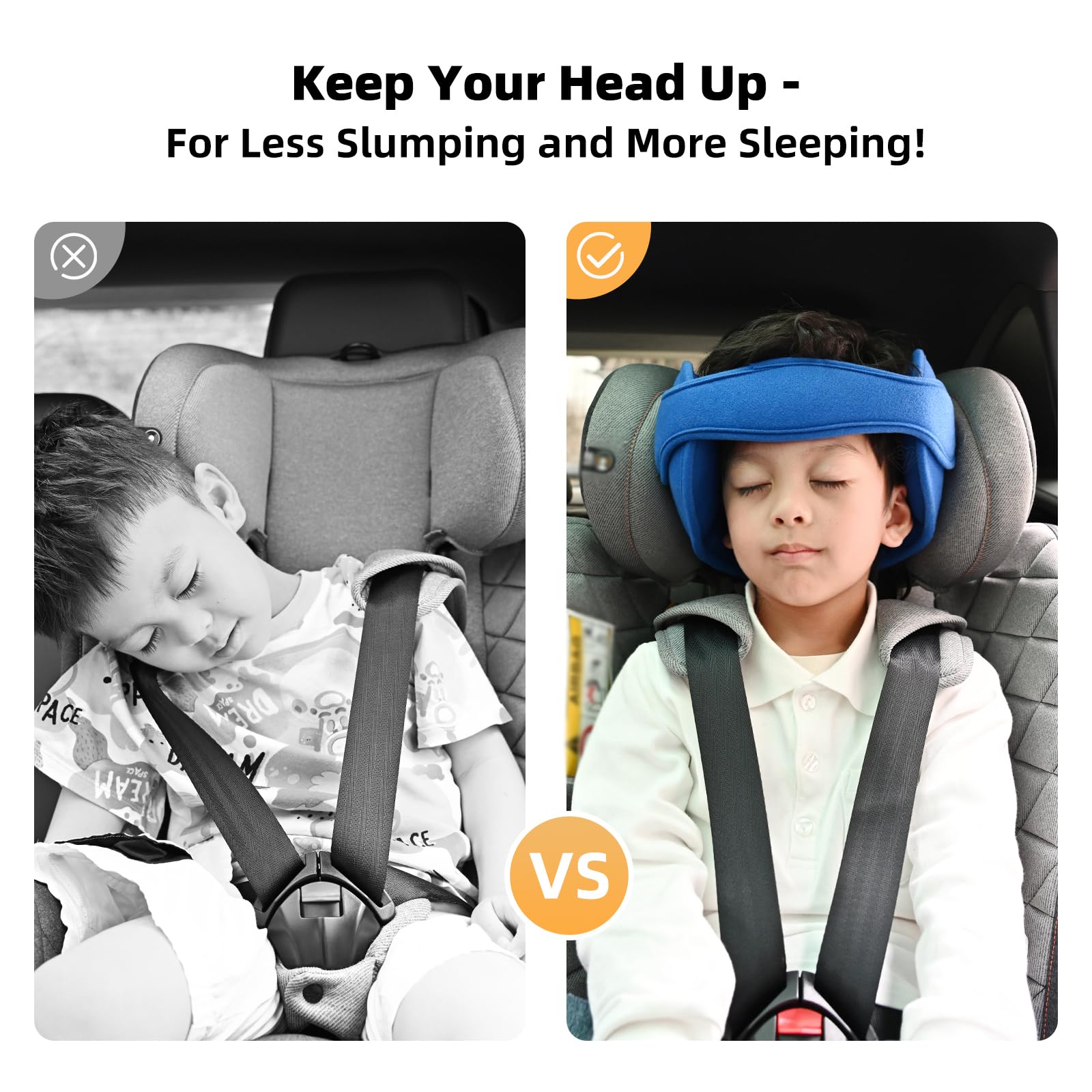 StoHua Adjustable Child Car Seat Head Support Band, Adjustable Head and Neck Support Band - A Comfortable Safe Sleep Solution, Blue Head Support Belt