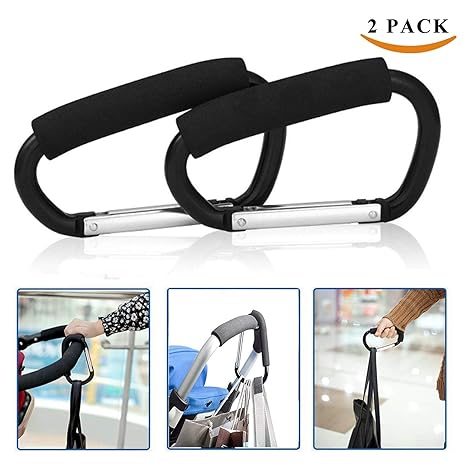 2 Stück Karabiner, Kinderwagen Haken Kinderwagen Befestigung, Mummy Kinderwagen Für Kinderwagen Organizer,Spring Clip Lock Ha