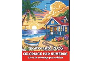 Coloriage par numéros Livre de coloriage pour adultes: Livre de coloriage numéroté adulte – Animaux, fleurs et paysages apai