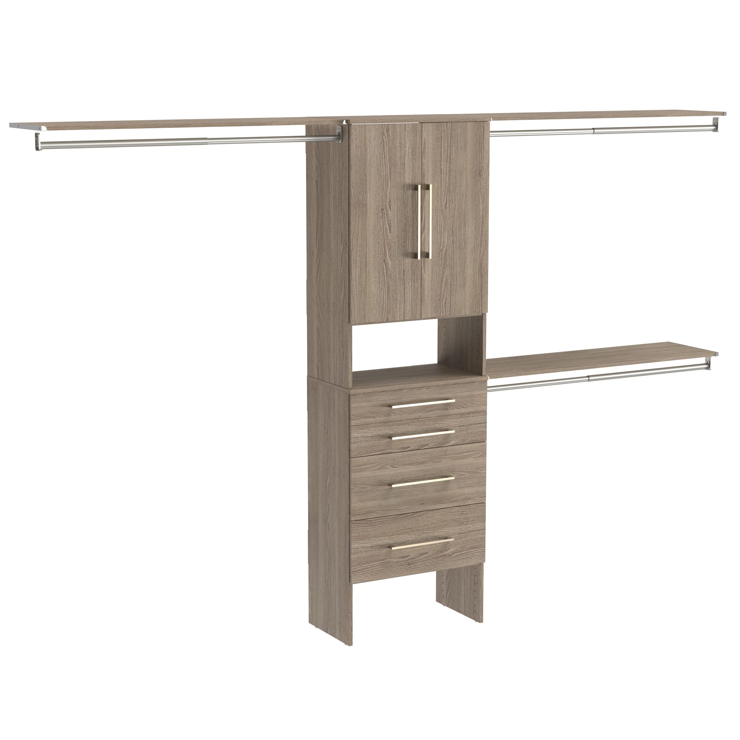 Photo 1 of ClosetMaid 1936340 SuiteSymphony Modern 25-Inch Closet Organizer with Shelves, 2-Doors and 4-Drawers, Natural Gray