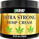 5kind Extra Strong Hemp Cream 10.1 fl oz - Maximum Strength - Natural Topical Cream - Muscle Rub for Lower Back, Joints, Neck, Knees, Shoulders