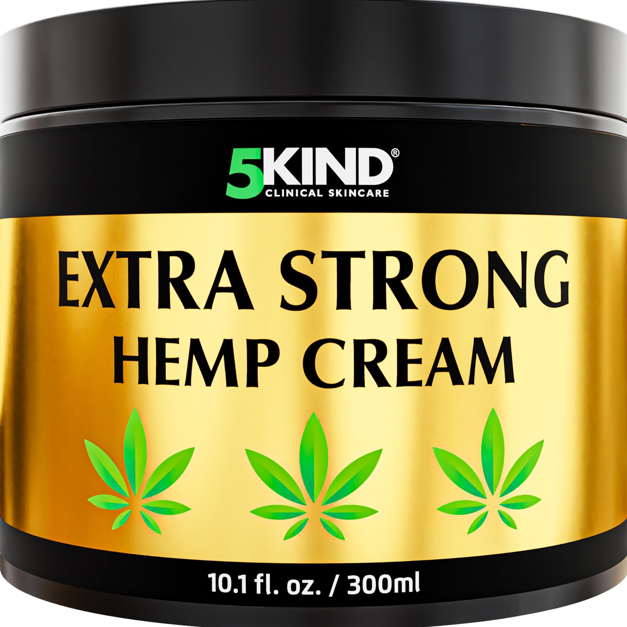 5kind Extra Strong Hemp Cream 300ml - High Strength Hemp Oil and Arnica Cream - for Massaging Joints & Muscles, Lower Back, Feet, Knees, Neck & Shoulders - Rich in Natural Extracts
