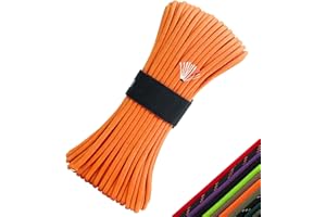 KOKKOYA Survival Paracord 550 Fire Paracord Survivor Cord Nlyon Rope 10 Strands US Military Type III 550 Parachute Cord with Integrated Fishing Line, Fire-Starter Tinder 4 in 1