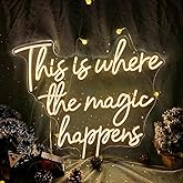 This Is Where The Magic Happens Neon Signs for Wall Décor, 24” Large LED Neon Light Signs for Wedding, Birthday, Engagement, Bachelorette Party, Bar, LED Sign gifts for boys girls, 24x20” Warm White