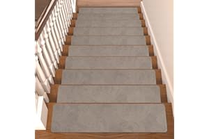 JIANS CARPET Stair Treads for Wooden Steps Non-Slip Stair Treads Carpet Indoor, 15 pcs 8 * 30 inch, Rubber Backing Repeated Use No Glue Quick-Dry, Machine Washable,Coffee