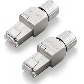 VCELINK RJ45 Toolless Cat7 Connector, Zinc Alloy Shielded, 10Gbps, 2-Pack | Supports 22-24 AWG Network Cable, Toolless Field Termination for Easy Installation, CAT7, 2-Pack Included