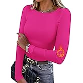 WIHOLL Long Sleeve Thermal Shirt for Women Light Fleece Tops Fall 2025 Crew Neck Casual Basic T-Shirts