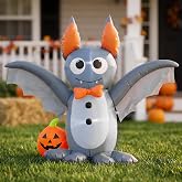 Ycolnaefllr 4ft Halloween Inflatable Bat, Lighted Halloween Yard Decor | 4Ft bat & pumpkin inflatable | LED glow | Indoor/outdoor | Weatherproof | Quick setup | Ideal for yard, garden