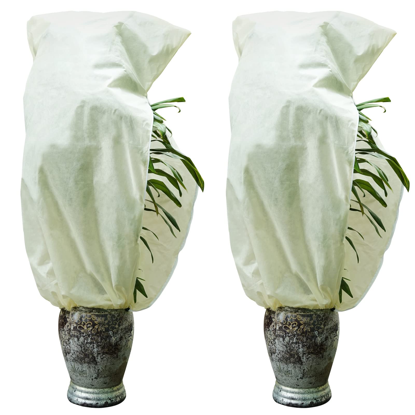 Muzhira 2pcs Plant Fleece Frost Protection Jackets, 50gms 120cm x 180cm Winter Garden Fleece Bag with Zipper, Plant Cover for for Potted Plant Winter Plant Protection, From Birds and Insects