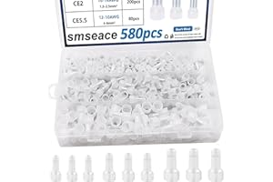 smseace 580Pcs Closed End Crimp Terminal 22-16,16-14,12-10AWG Wire End Caps Nylon Closed End Wire Connectors for Car,Audio,Electrical Equipment