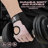 BEAST RAGE Weight Lifting Gloves Pink L Breathable Non-Slip Padded Palm view 6