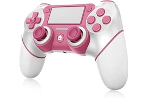 Ubsvaky Pink Wireless Controller For PS4, Pink Macro P-4 Controller Accessories, Recharge Controller For PC, P-4 Accessories Perfect Adaptive Full Version 4/4 Pro/Slim.