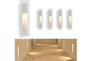 Hengsense Trimless Recessed Step Lights 4 Pack, 2W 3000K Warm White Wall Light, Indoor Rectangle Skirting Board Lighting, Inv