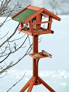 BUSDUGA - Vogelhaus/Futterhaus aus Holz mit Futtersilo 121 x 45 x 30cm, sehr Leichter Aufbau