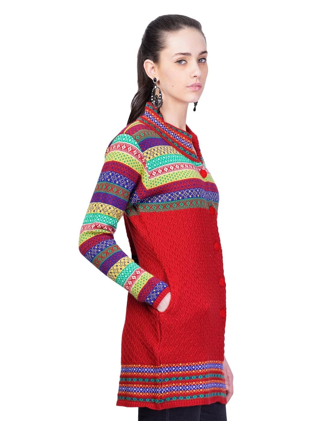 montrex red long coat for women