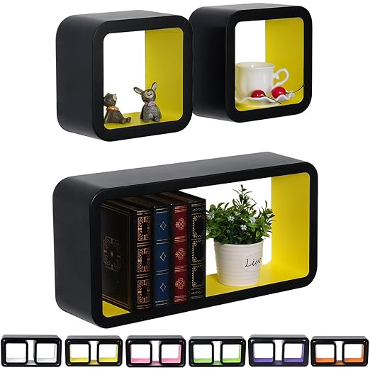 title=Woltu RG9248gb Mensola da Muro Mensole a Cubo Scaffale Parete Libreria CD