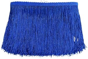 SEW TRENDS Beautiful 5 Yards of 4"" Long Chainette Fringe Thread Yarn Tassel Trim Braid Fringe for Crafts Sewing and Decor-Royal Blue