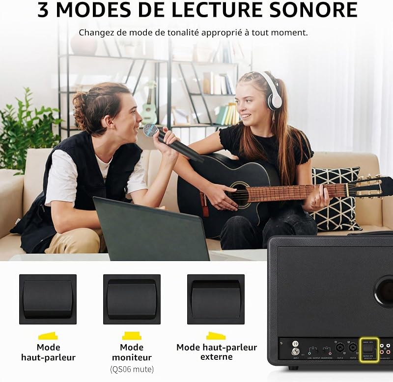 S06 Enceinte Bluetooth Puissant, Haut-Parleur extérieur Portable Haut-Parleur Bluetooth sans Fil, Haut-Parleur Multifonctionnel pour Les activités de Plein air
