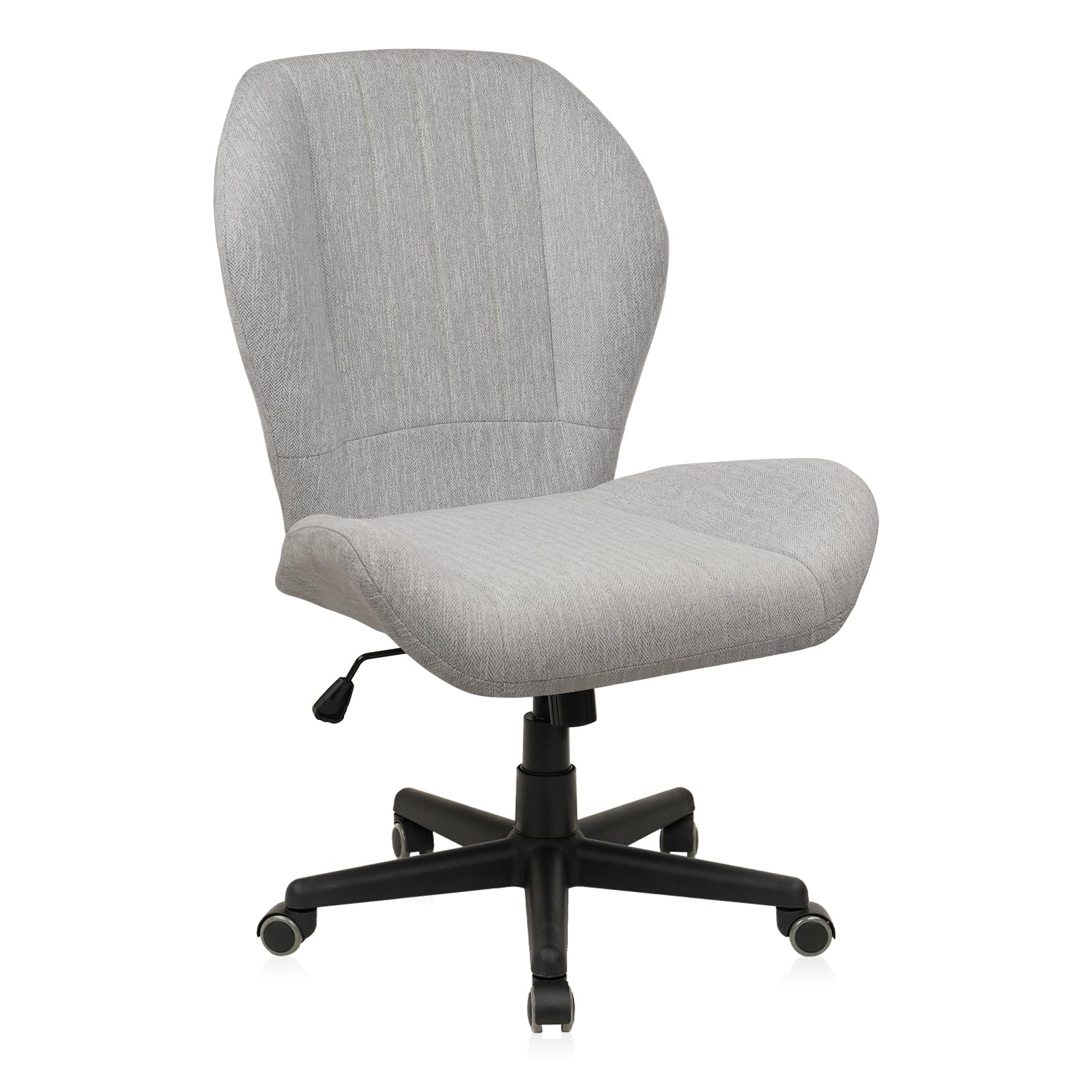 Photo 1 of ****photo stock for reference *****Extra Wide Seat, Big and Tall Cloth Fabric Armless Office Chair with Wheels, Heavy Duty Desk Chair with Curved Backrest, Plus Size Cross Legged Vanity Chairs, Grey, 400LBS