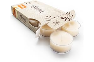 SHORTIE'S CANDLE COMPANY Cinnamon Vanilla Premium Tealight Candles - Highly Scented with Natural Oils - 6 Beige Tea Lights - Beautiful Candlelight - Made in The USA - Bakery & Food Collection