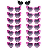 Flutesan 15 Pairs Heart Shaped Sunglasses Vintage Cat Eye Sunglasses Bulk Retro Bachelorette Glasses for Women Wedding Party
