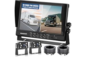RV Backup Camera System Wired Kit, 9" AHD DVR Monitor with 1080P IP69 Waterproof/Night Vision Rear and Front Camera for RV Tr