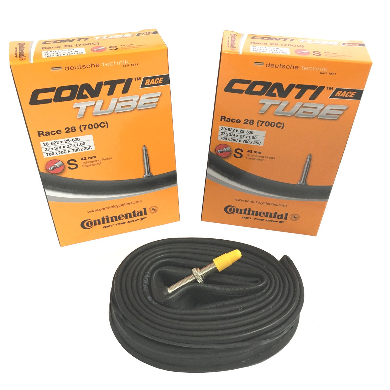 Continental 2x Race 28 700 x 20-25c Road Bike 42mm Presta Inner Tubes (1 Pair),Black