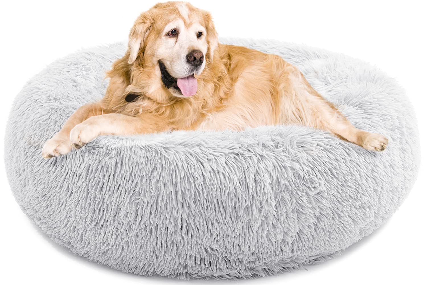 YOJOGEE Calming Donut Dog Bed for Large Medium Dogs, Fluffy Anti Anxiety Xl Dog Beds Extra Large Washable Puppy Bed Non-Slip Plush Cuddler Warming Round Faux Fur Pet Bed — image 1