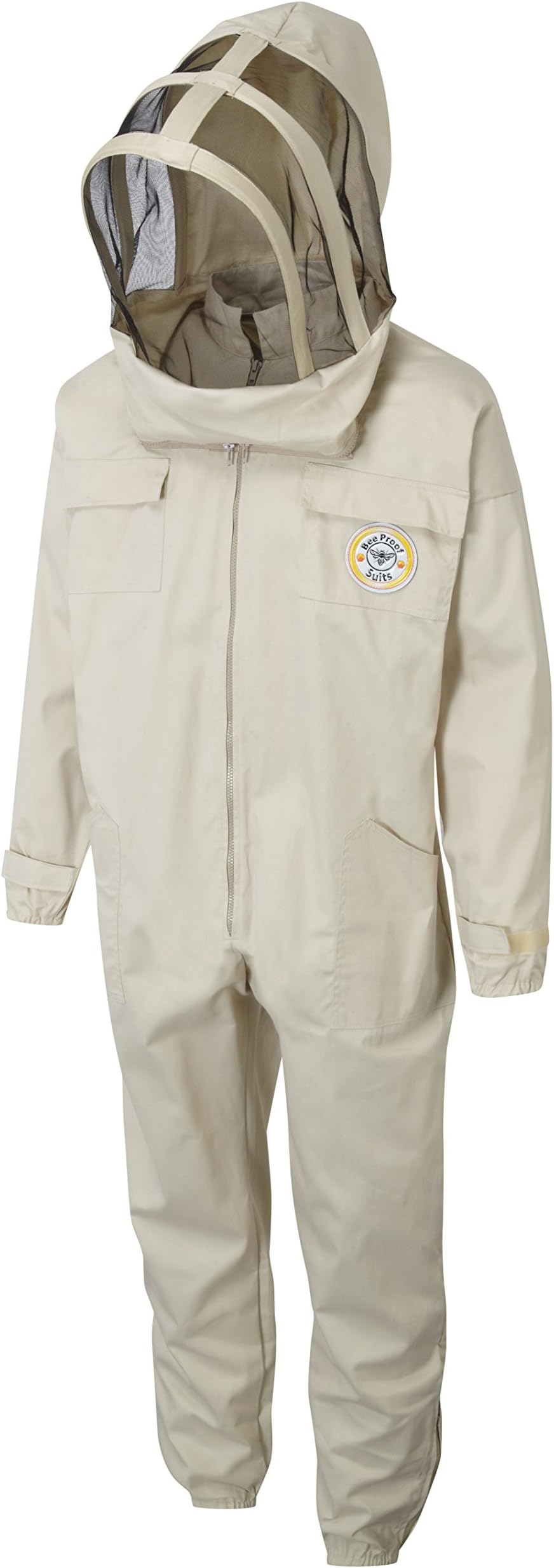 Bee Proof Suits BeeKeeper's Suit Cotton Bee Suit with both Throw Back Hood and Traditional Round Hat Beekeeping Suit Khaki Small