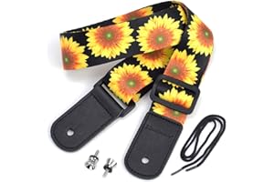 CLOUDMUSIC Ukulele Strap Yellow Sunflowers For Soprano Concert Tenor Baritone