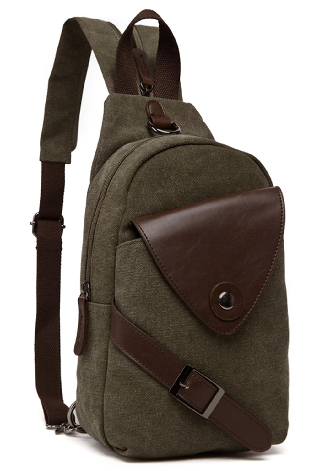 Aidonger Mochila Unisex Lona y Cuero Bolsa de Mensajero Bolsa de Hombro