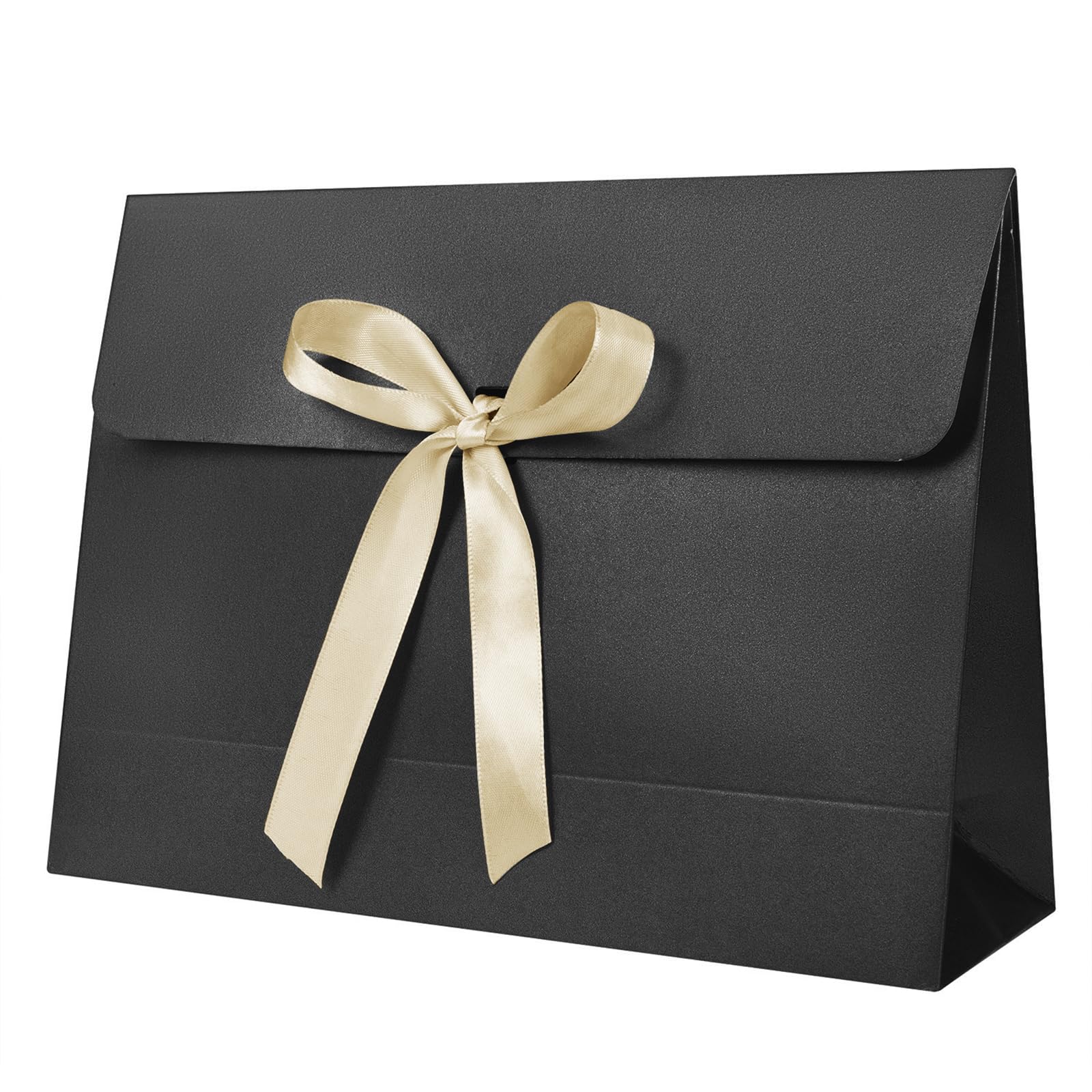 10pcs Envelope Gift Paper Bag With Ribbon Bowknow Elegant Paper Gift Wrap Bag for Cashmere Scarves Hat Gloves Christmas Birthday Valentine Gift Wrapping Bags, Coffee Brown