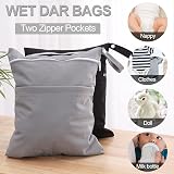 Heyu-Lotus 2 Packs Wet Bag Waterproof Reusable Wet Dry Bags 36x28cm Black Grey view 5