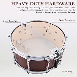 EASTROCK Snare Drum 14 X6.5 Inches Reddish Brown