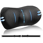 SHAKERINO Lumbar Support Pillow for Car with Dual-Grip™ Stability System | Advanced Adaptive Memory Foam Back Pillow for Lower Back Pain Relief, Ergonomic Driving Seat & Office Chair Cushion, Black