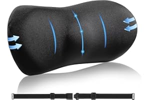SHAKERINO Lumbar Support Pillow for Car with Dual-Grip™ Stability System | Advanced Adaptive Memory Foam Back Pillow for Lower Back Pain Relief, Ergonomic Driving Seat & Office Chair Cushion, Black
