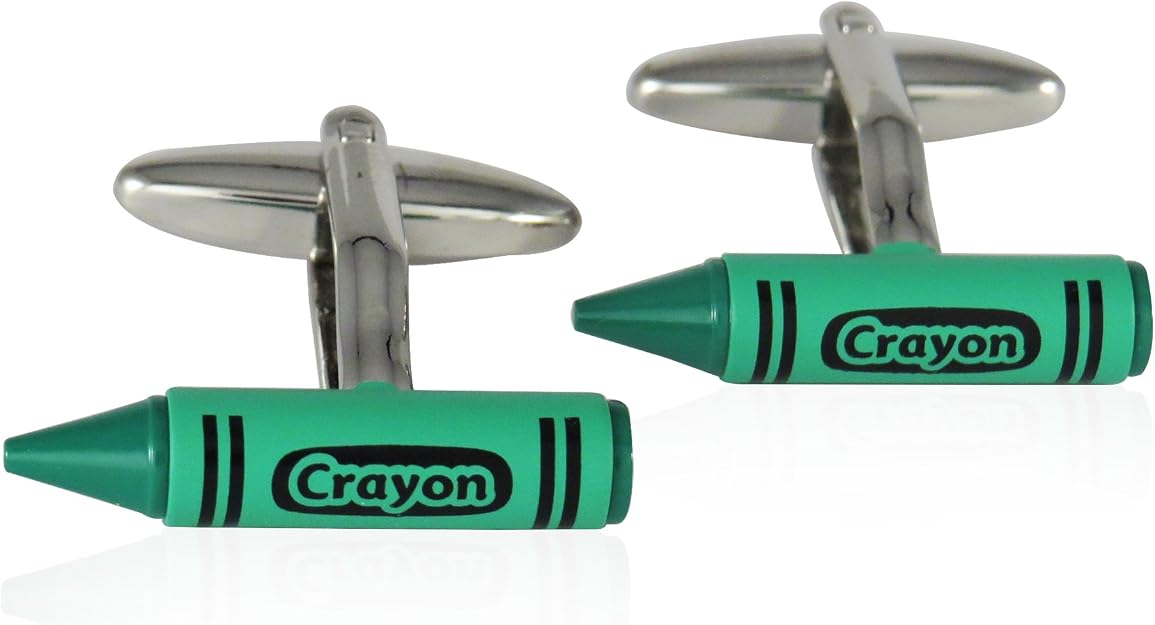 Cuff-Daddy Green Crayon Cufflinks