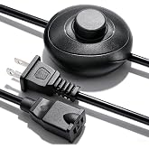 Twidec/On Off Foot Pedal Switch 6FT/1.8m Extension Cord with Polarized Plug | AWG18 250VAC Step Switch Floor Switch in Middle of Cord,Black Christmas Tree Light Push Button for Lamps,Tools and Appliances