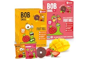 Bob Snail Exotic Mix Fruit Roll Ups – Healthy Sweets, Real Dried Fruits Snacks, No Added Sugar, Vegan, Nut Free, Candy for Adults and Kids – Flavour 50 pcs, 500g (Mango & Strawberry)