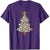 Leopard Tree Christmas Animal Lovers Xmas For Men And Women T-Shirt