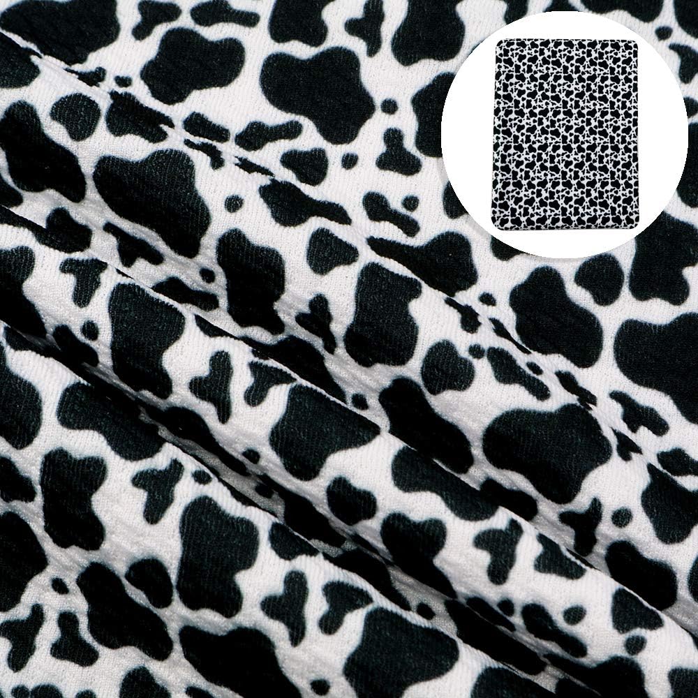 David accessories Cow Patterns Bullet Printed Liverpool Textured Fabric 4 Way Stretch Spandex Knitting Fabric by The Meter for Head Wrap Hair Bows (Cow)