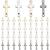 PH PandaHall 40pcs Cross Pendant Links 18K Gold Plated Cross Charms Double Loop Cross Links Brass Center Pendants for Easter Eid Mubarak Ramadan Decoration Prayer Necklace Jewelry Making 13.5x5mm