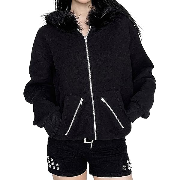 00s y2k fur zip hoodie gimmick lgb 短丈 Strap Jacket LGB If Six Was Nine Style Faux Fur Zip Hood