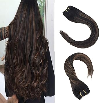 Amazon Com Sunny Clip In Black Hair Extensions Balayage 20 Inch