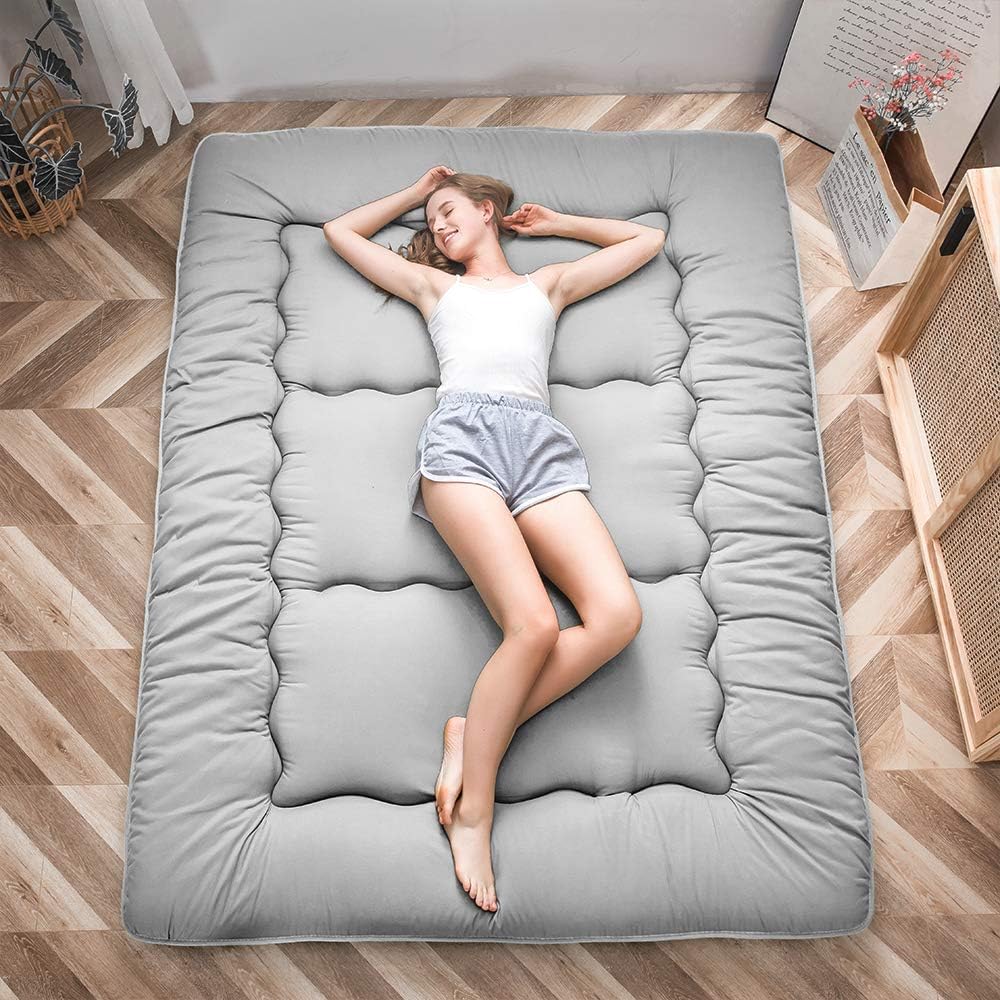 MAXYOYO Japanese Floor Futon Mattress Double Gray Tatami Mat Foldable